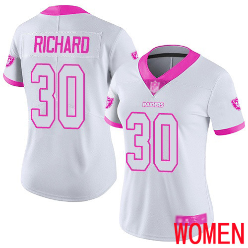 Oakland Raiders Limited White Pink Women Jalen Richard Jersey NFL Football 30 Rush Fashion Jersey